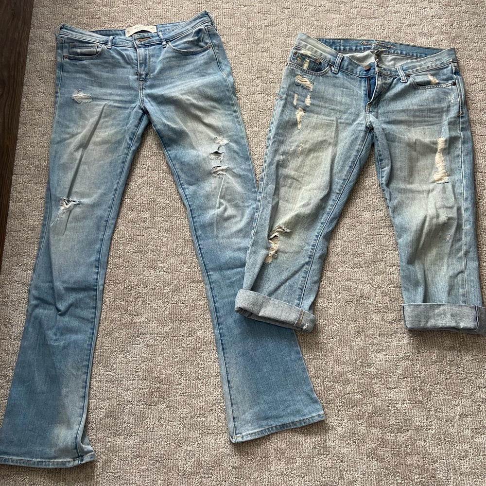 TWO pairs of Abercrombie & Fitch Light Faded Jeans